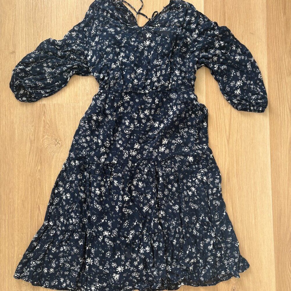 Free People Wallflower Midi Dress Blue Navy XS Boho Floral - Picture 6 of 7